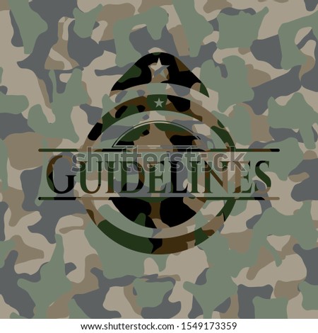 Guidelines camo emblem. Vector Illustration. Detailed.