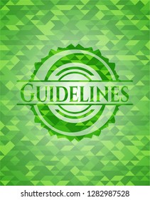 Guidelines green emblem with mosaic background