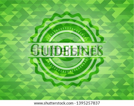 Guidelines green emblem. Mosaic background. Vector Illustration. Detailed.