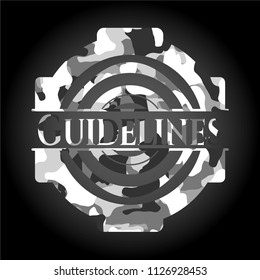 Guidelines grey camouflaged emblem