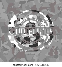 Guidelines grey camouflaged emblem