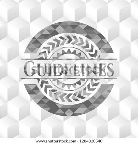 Guidelines grey emblem with cube white background