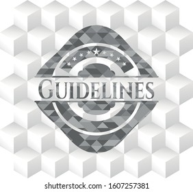 Guidelines grey emblem with geometric cube white background