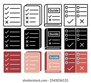 colección del icono de los lineamientos en el fondo blanco