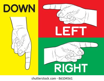 guidelines, indicator, turn signal - down, left and right