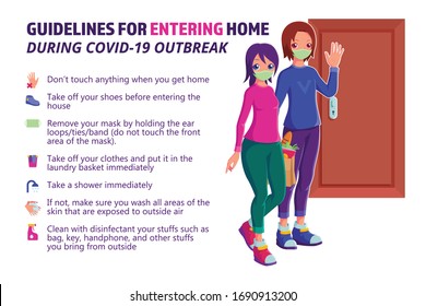 Guidelines For Leaving Home During COVID-19 Outbreak Vector Illustration