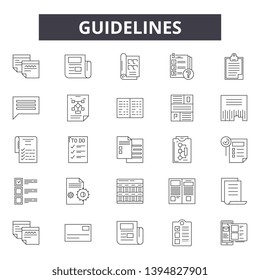 Guidelines line icon signs.  Linear vector outline illustration set concept.