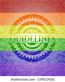 Guidelines on mosaic background with the colors of the LGBT flag