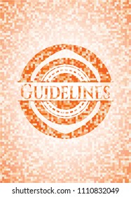  Guidelines orange mosaic emblem with background