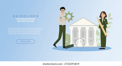 Faixa de limpeza digital de diretrizes para organizações. Implementação de políticas digitais. Conceito de dia de limpeza digital. Tecnologia sustentável. Diretrizes governamentais. design plano. Ilustração vetorial