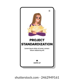 guidelines project standardization vector. protocol conformity, framework methodology, process alignment guidelines project standardization web flat cartoon illustration