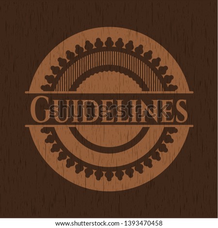 Guidelines realistic wooden emblem. Vector Illustration.