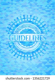 Guidelines sky blue emblem with mosaic ecological style background