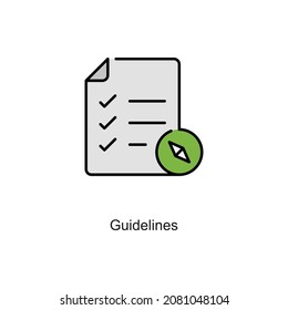 Guidelines vector fill outline Icon. Pixel Perfect. For Mobile and Web. stock illustration