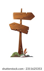 Guidepost. Camping, traveling, trip, hiking, camper, nature, journey, campsite elements. Isolated vector illustration.