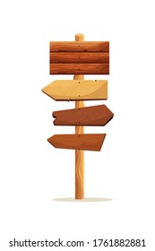 Signo de guía. Icono de señalización de la placa de madera vacía aislado sobre fondo blanco. Ilustración vectorial de signo de carretera en blanco