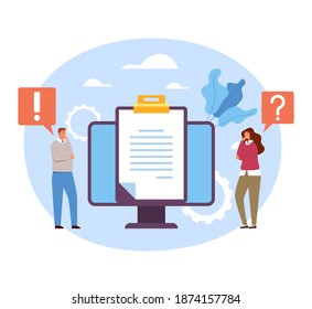 Guides FAQ support advice question and answer asking. Vector concept flat graphic simple illustration