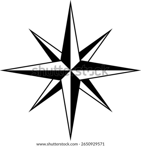 Guiding Light: A bold, black and white graphic of a classic compass rose, radiating with geometric precision, offers a timeless symbol of direction and exploration.