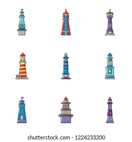 Guiding light icons set. Flat set of 9 guiding light vector icons for web isolated on white background