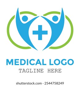 Guiding wellness professional with two people medical Logo design