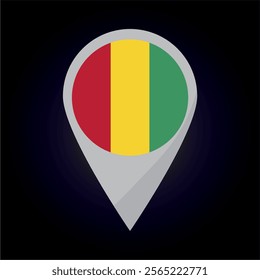Guiena Flag on Location Pin. vector illustration