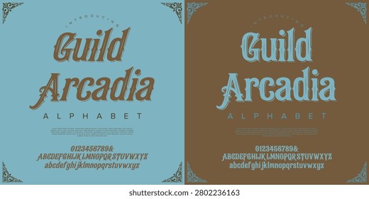 Guild Arcadia vintage western font retro ornamental display alphabet typography