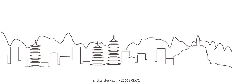 Guilin Dark Line Simple Minimalist Skyline With White Background