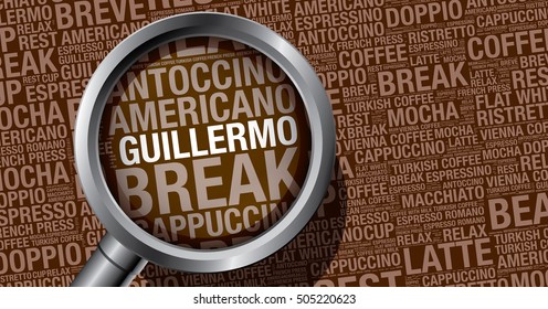 Guillermo coffee word cloud concept, vector design template