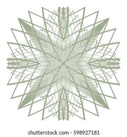 Guilloche abstract  lace contour rosette on white (transparent) background. Vector illustration for invitations, banknotes, diplomas, certificates, tickets and other papers security design