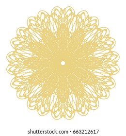 Guilloche abstract rosette lace contour on white (transparent) background. Vector illustration for invitations, banknotes, diplomas, certificates, tickets and other papers security design