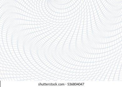 Guilloche Background. Monochrome Guilloche Texture With Waves. Original Money Pattern. Digital Watermark For Security Papers, Certificate, Voucher, Banknote, Money Design, Currency, Note, Check Etc