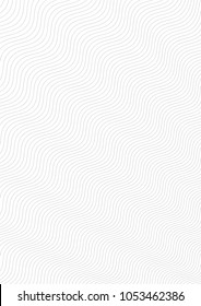 Guilloche background. A simple pattern with wavy lines. Moire ornament. Monochrome guilloche texture with waves Original money pattern. Digital watermar, gradient. Security design Vector illustration