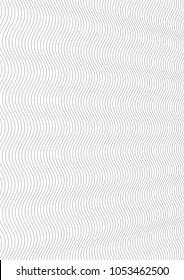 Guilloche background. A simple pattern with wavy lines. Moire ornament. Monochrome guilloche texture with waves. Original money pattern. Digital watermar, gradient Security design Vector illustration