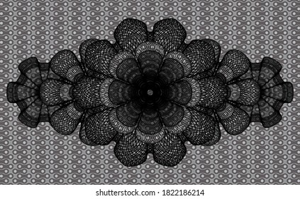 Emblema abstracto negro de Guilloche. Patrón de un bonito fondo. Ilustración. 