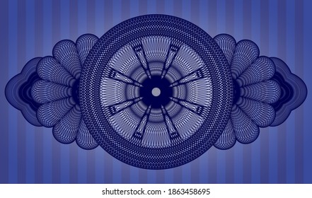 Guilloche Blue realistic badge. Bars handsome background. Vector illustration. 