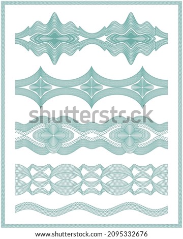 Guilloche borders vector set. Seamless image.