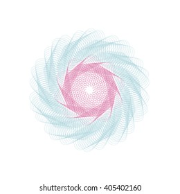Guilloche. It can be used as a protective layer for the certificates, diplomas, banknotes. Blue and pink.