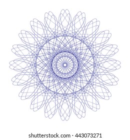 Guilloche. It can be used as a protective layer for the certificates, diplomas, banknotes.Vector element. Rosette for Play Money or Other Security Papers.