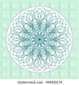 Guilloche. It can be used as a protective layer for the certificates, diplomas, banknotes. Pattern Rosette for Play Money or Other Security Papers - Vector Illustration.