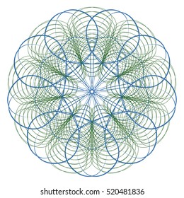 Guilloche. It can be used as a protective layer for the certificates, diplomas, banknotes. Pattern Rosette for Fake Money or Security Papers - Vector Illustration. Digital watermark, string art. 