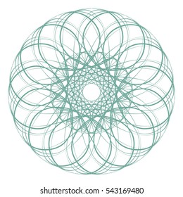 Guilloche. It can be used as a protective layer for the certificates, diplomas, banknotes. Pattern Rosette for Fake Money or Other Security Papers - Vector Illustration. Digital watermark.