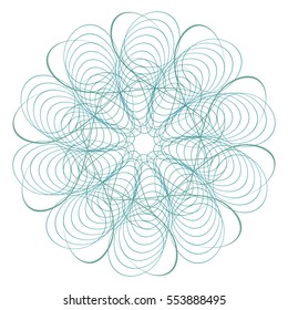 Guilloche. It can be used as a protective layer for the certificates, diplomas, banknotes. Pattern Rosette for Fake Money or Other Security Papers - Vector Illustration. Digital watermark.