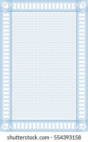 Guilloche. It can be used as a protective layer for the certificates, diplomas. Template. Blue color.