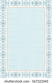 Guilloche. It can be used as a protective layer for the certificates, diplomas. Template. Beautiful frame of ornament.