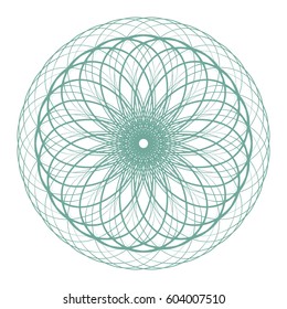 Guilloche. It can be used as a protective layer for the certificates, diplomas, banknotes. Pattern Rosette for Fake Money or Other Security Papers - Vector Illustration. Digital watermark.
