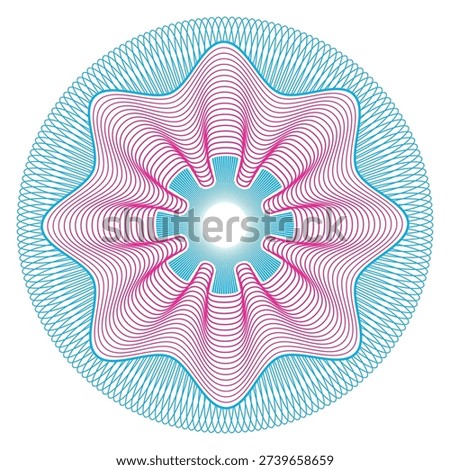 Guilloche circle. Security banknote watermark color element