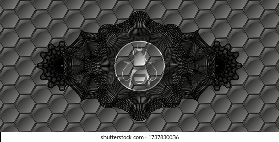 Guilloche Dekoration ist Symbol in grauem Farbmuster realistisches Emblem. Trendy anmutiger Hintergrund. Intensive Illustration. 