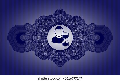 Guilloche Dekoration verzögerte Symbol in Blue Farbe realistische Emblem. Bars, exquisiter Hintergrund. Intensive Illustration. 
