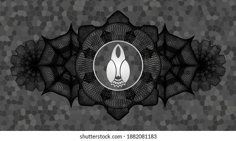 Guilloche Dekoration Startsymbol in grauem Farbstein Wand-Abzeichen. Rock, gut aussehender Hintergrund. Illustration. 