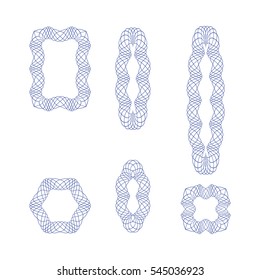 Guilloche decorative elements. Digital watermark for Security Papers. It can be used as a protective layer for certificate, voucher, banknote, play money design, currency, note, check, reward etc
